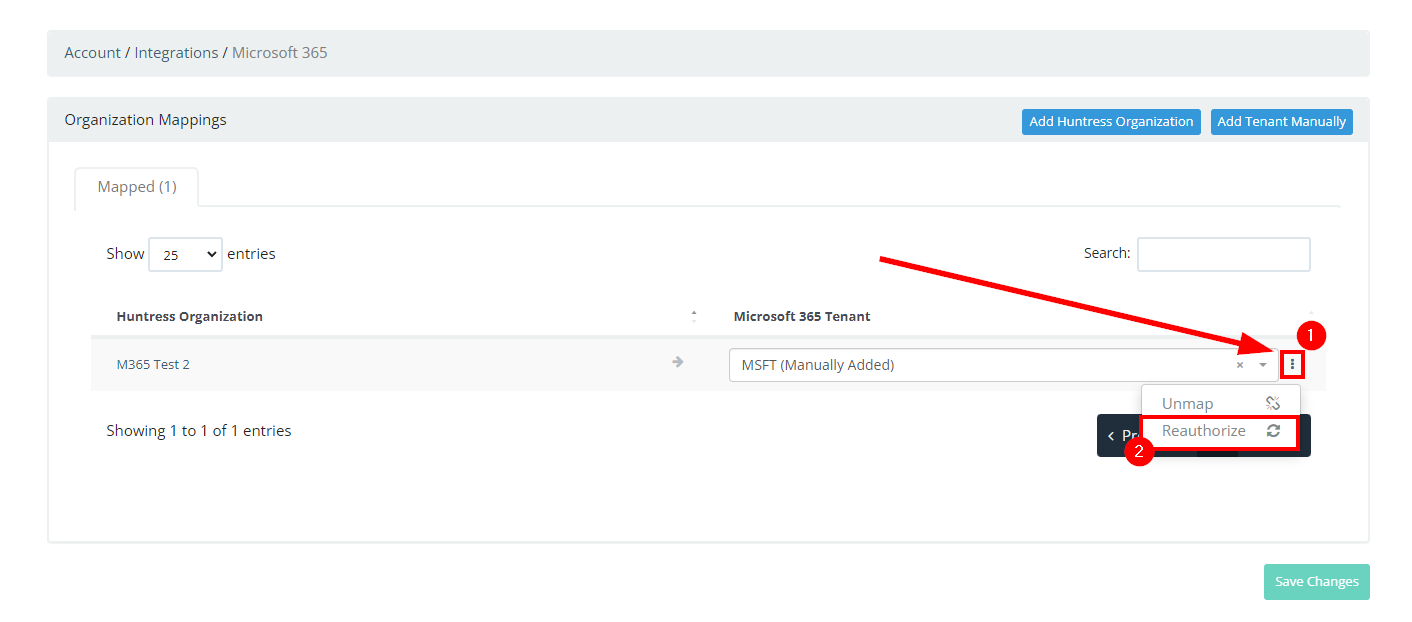 Reauthorize microsoft 365 integration huntress product support