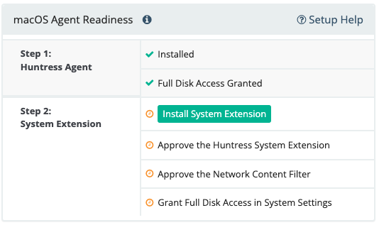 macOS Agent Readiness panel