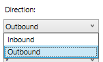 Direction drop down shown with Outbound selected